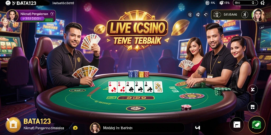 Screenshot gameplay <strong>BATA123</strong> menampilkan dealer profesional dan suasana kasino yang nyata.