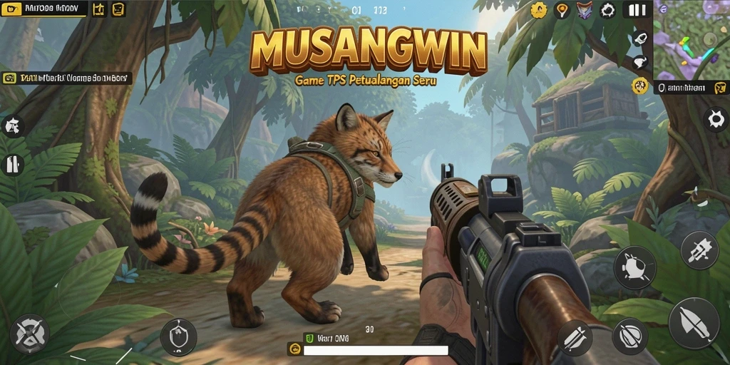 Tampilan gameplay MUSANGWIN yang memukau dalam aksi TPS.