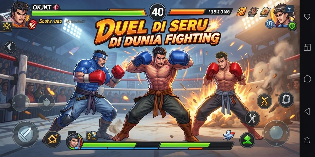 Tangkapan layar menunjukkan pertarungan intens di arena Fighting.