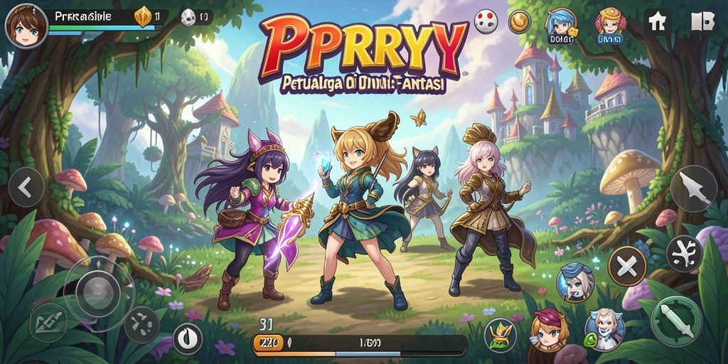 Tampilan gameplay menakjubkan dalam PPRRYY dengan karakter Anime.