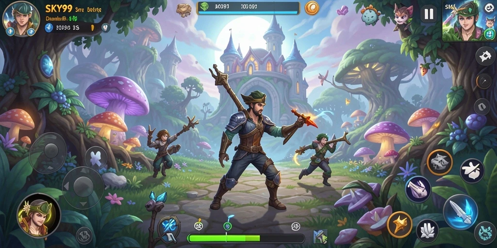 Tangkapan layar gameplay <strong>SKY99</strong> yang menunjukkan petualangan seru.